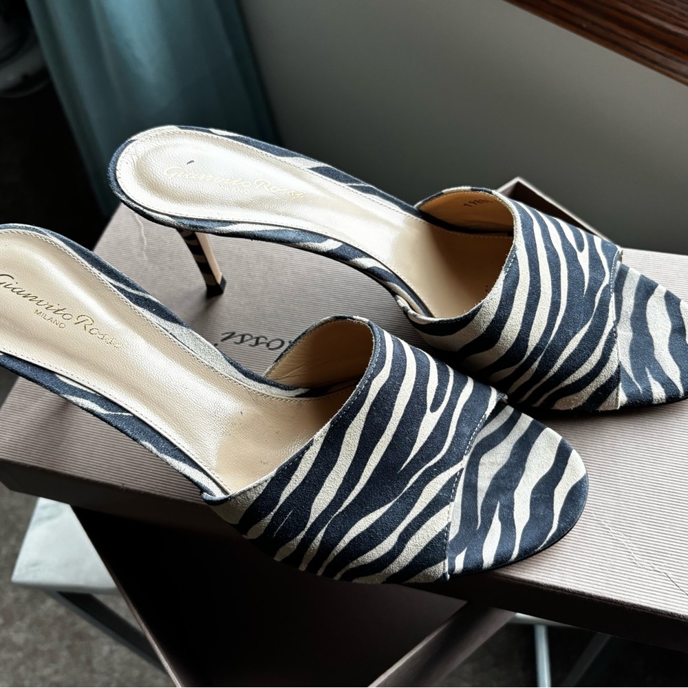 AUTHENTIC Gianvito Rossi CHERIE Black and Cream Zebra Heels 41